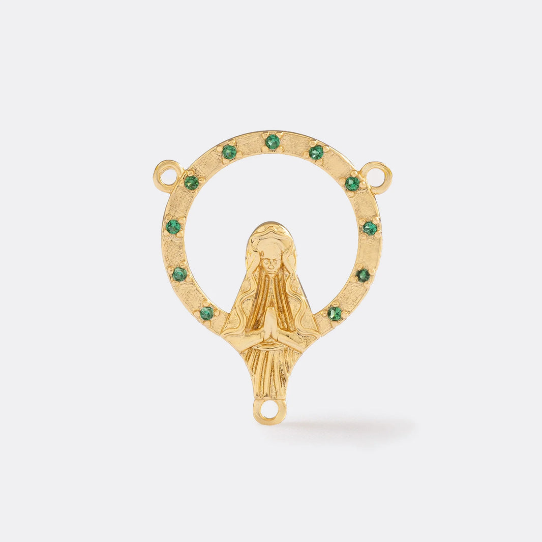 Crucero Virgen Con Circonias Verde