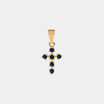 Dije Cruz 6 Circonias Azul