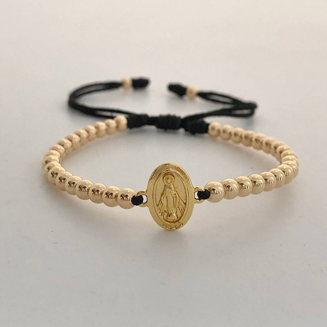 PULSERA TEJIDA FULL BALIN #4 CON H. VIRGEN DE LOS MILAGROS