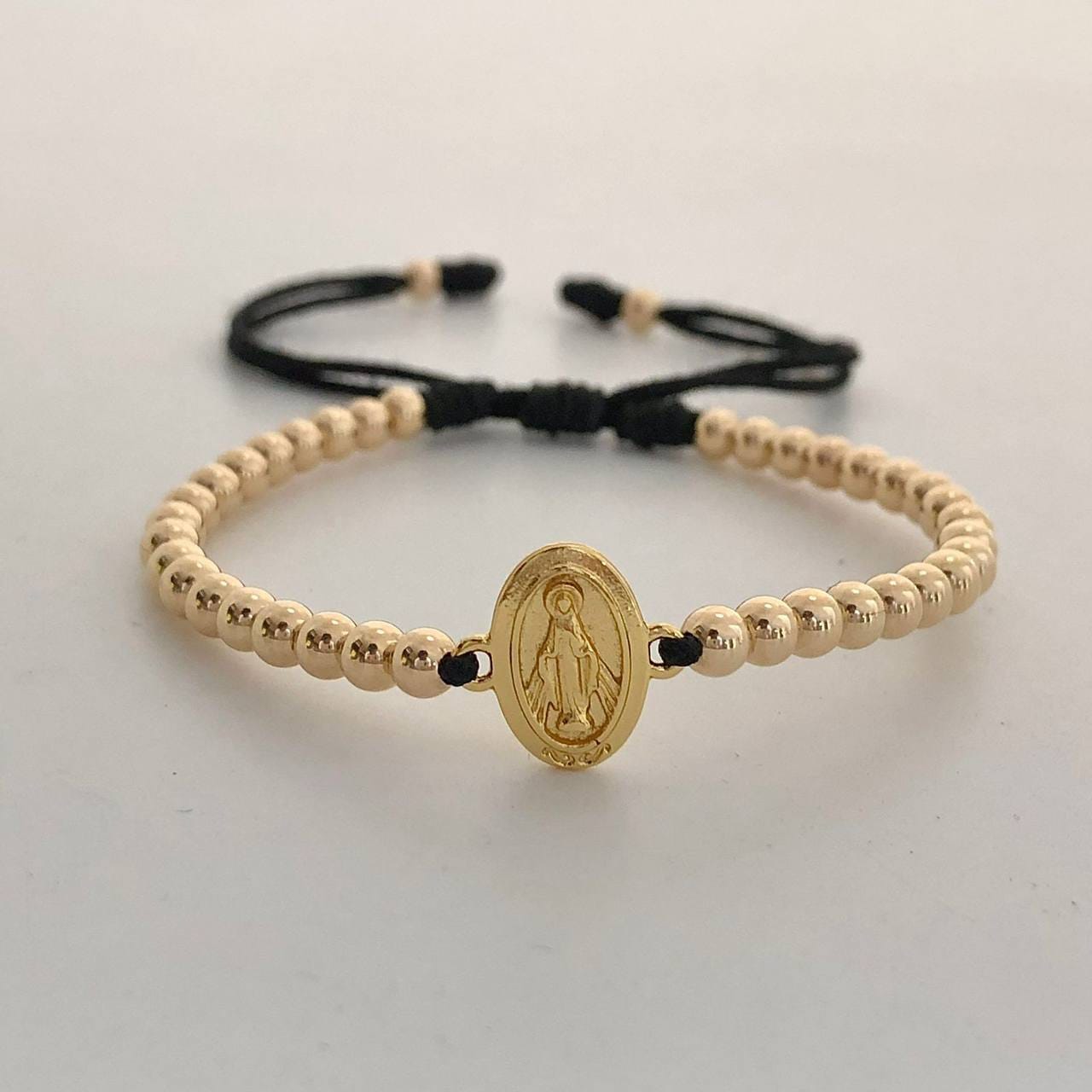 PULSERA TEJIDA FULL BALIN #4 CON H. VIRGEN DE LOS MILAGROS