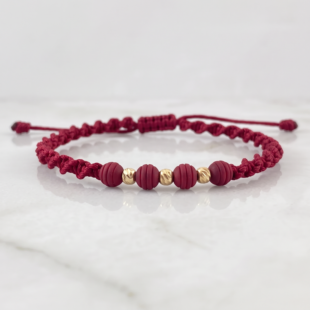 MANILLA ROJA 3MM / 3UND BALIN DIAMANTADO CON NEOPRENOS