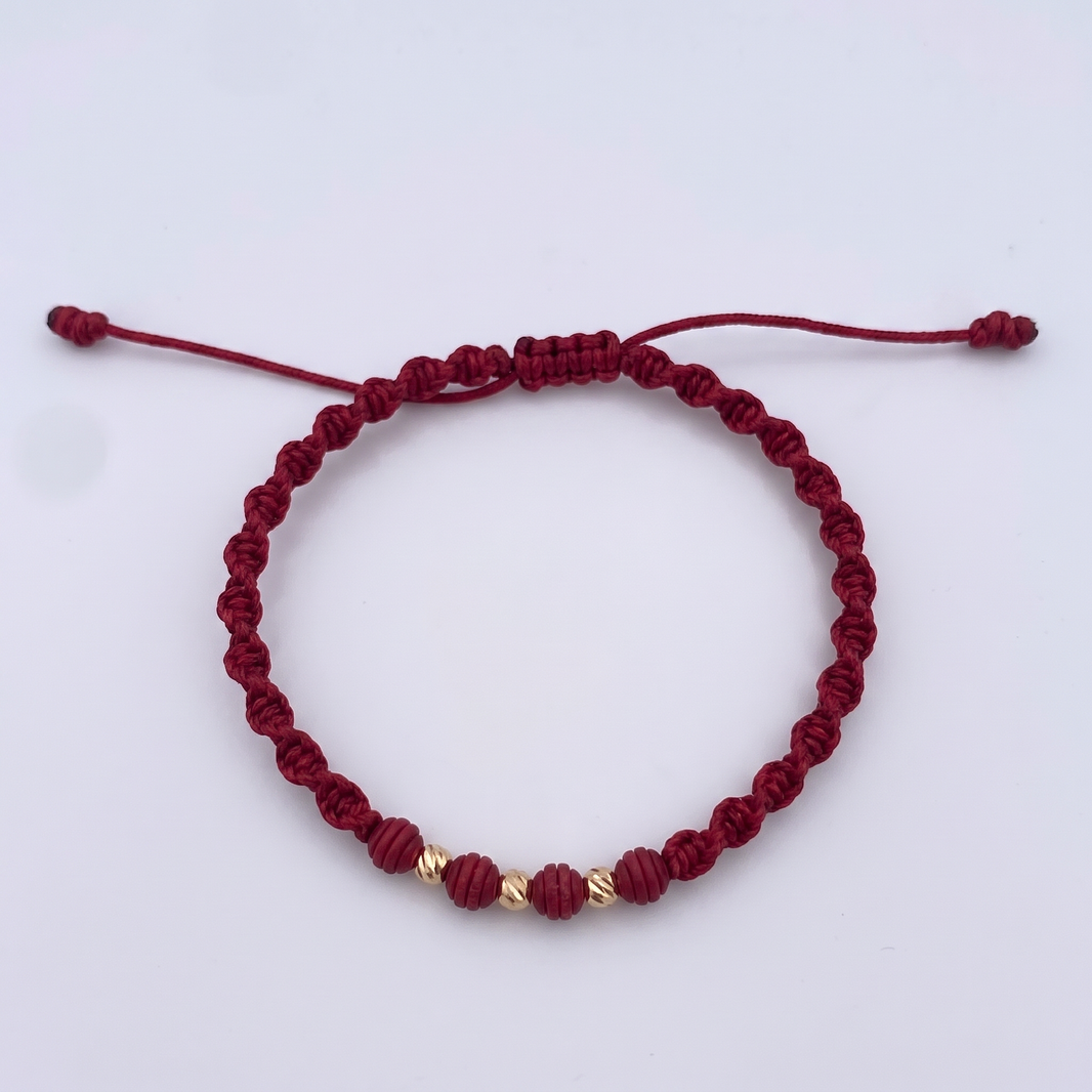 MANILLA ROJA 3MM / 3UND BALIN DIAMANTADO CON NEOPRENOS