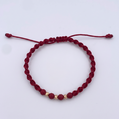 MANILLA ROJA 3MM / 3UND BALIN DIAMANTADO CON NEOPRENOS