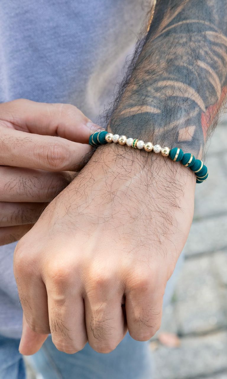 PULSERA BALIN LISO 6MM Y DIAMANTADO 5MM EN PLATA